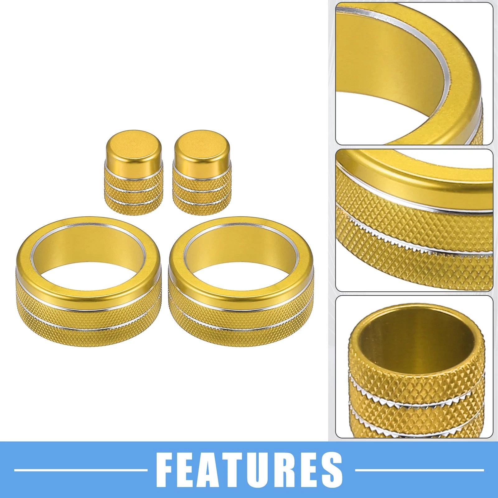 7pcs AC Control Switch Air Vent Knob Cover for Honda Civic (2022–2023) Gold Tone 767153391903