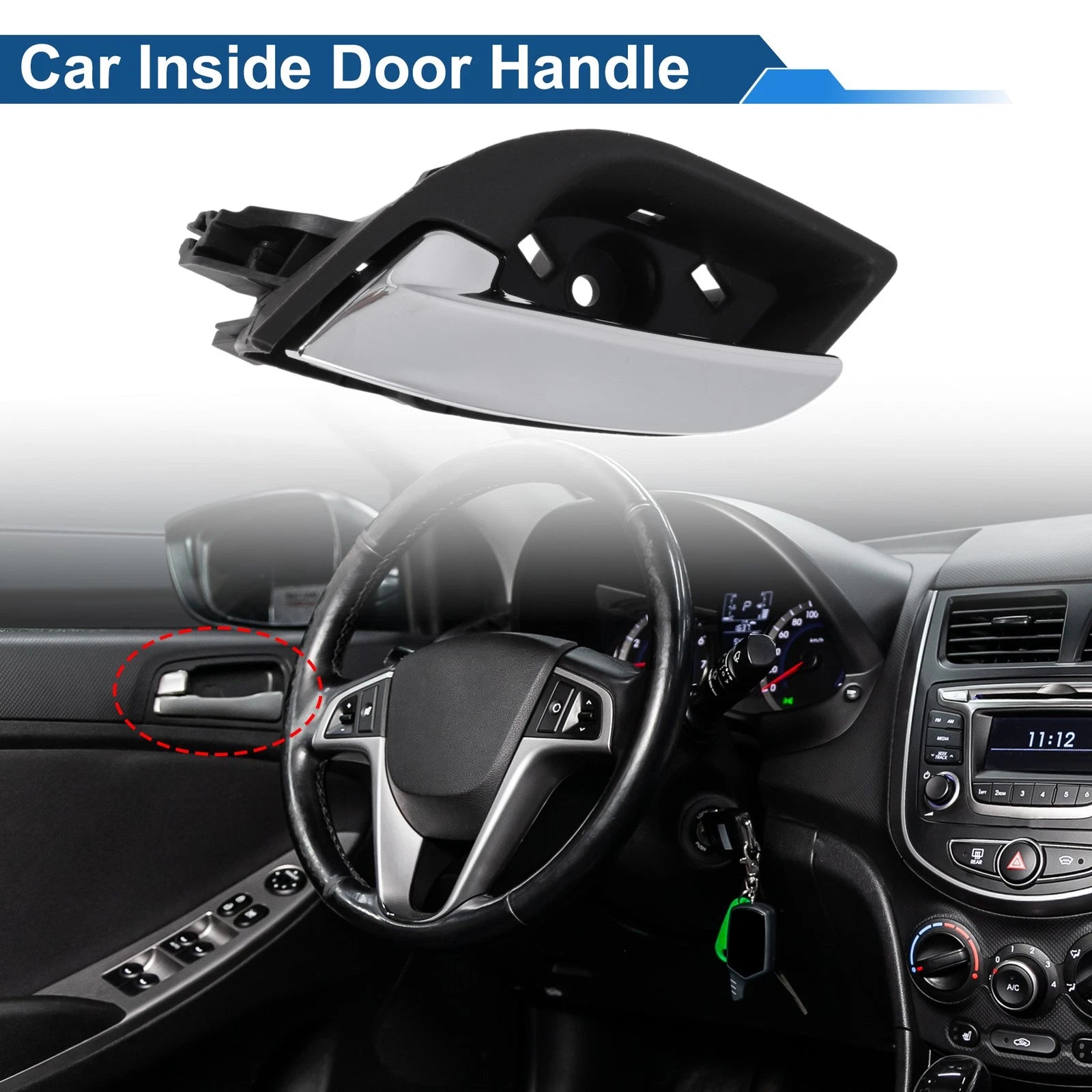 Front Passenger Side Interior Door Handle for Buick Lacrosse (2009–2014) Black Chrome