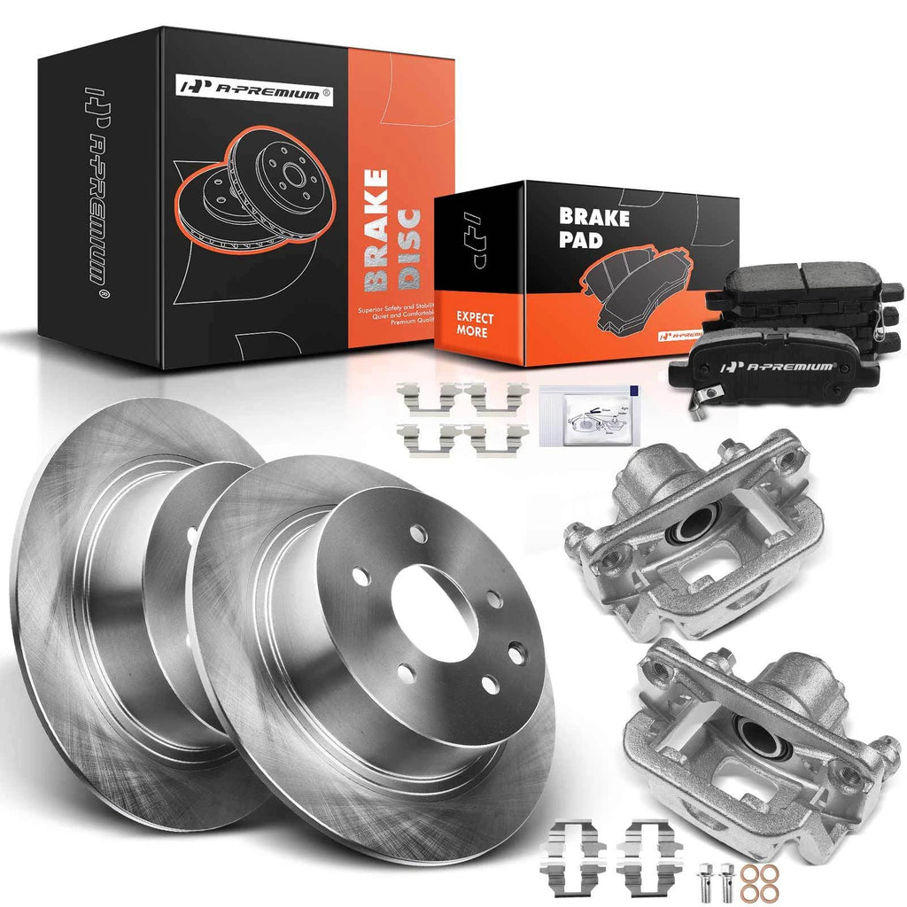 Pair Rear Brake Rotor & Pad with Caliper for Nissan Altima