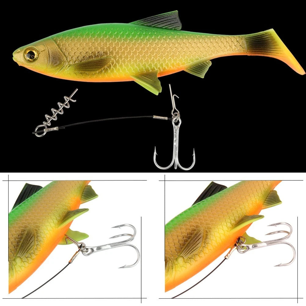 Set of 10 Stainless Steel Fishing Lures Stinger Spike Hook Lock Pins