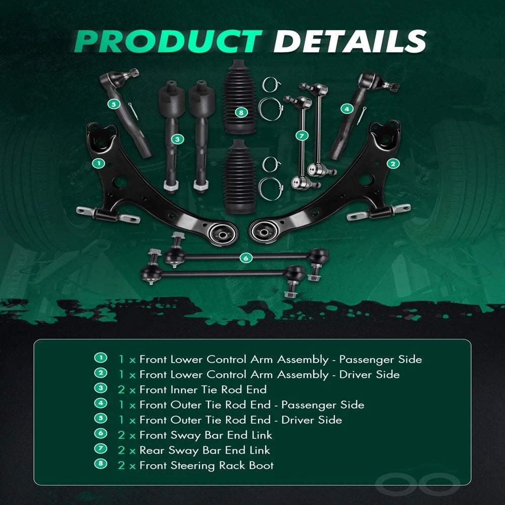 Control Arm & Tie Rod End Set for Lexus ES330, Toyota Camry (2004–2006)