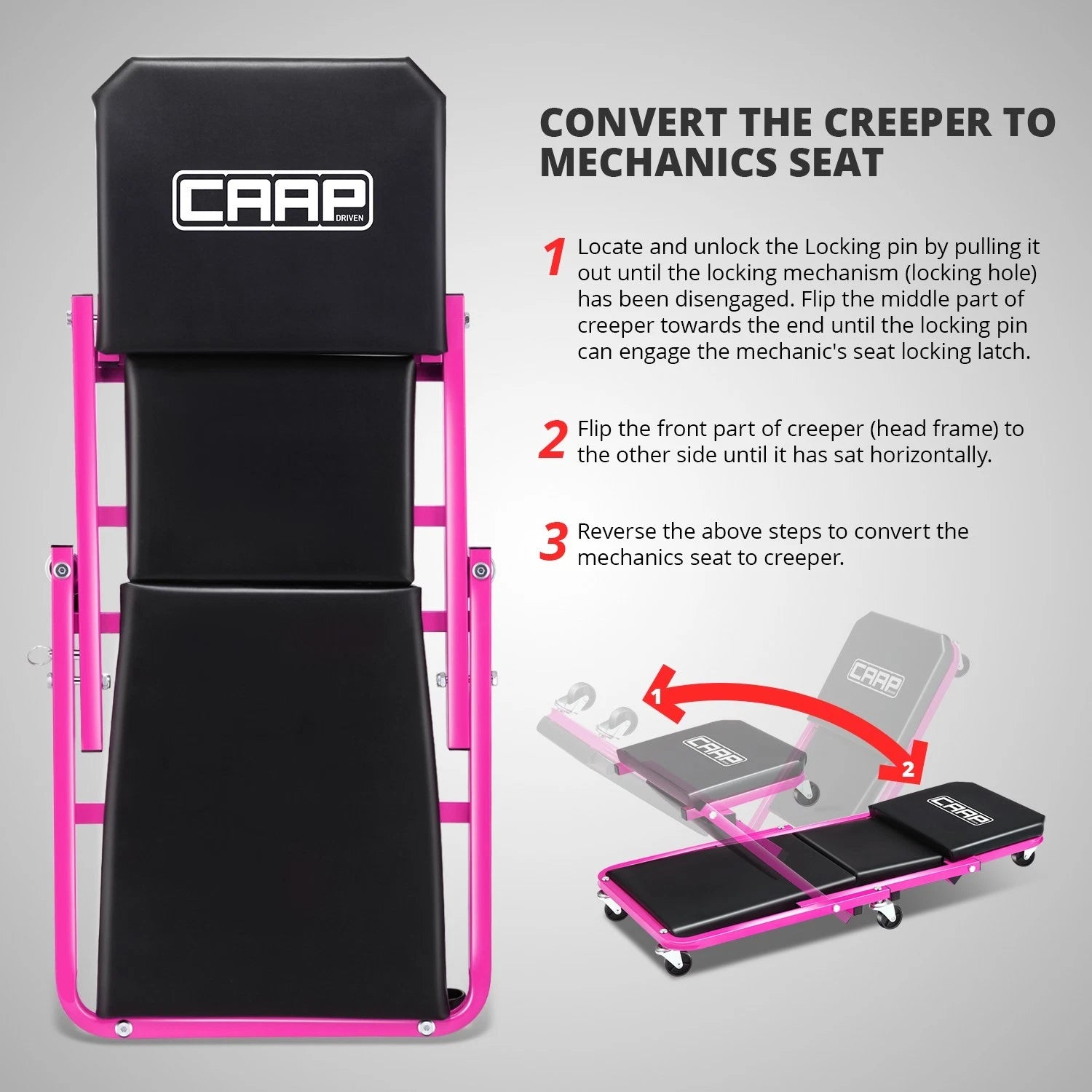 2-in-1 Rolling Creeper for Universal Fit (36" x 17" x 5", 330lbs Capacity)