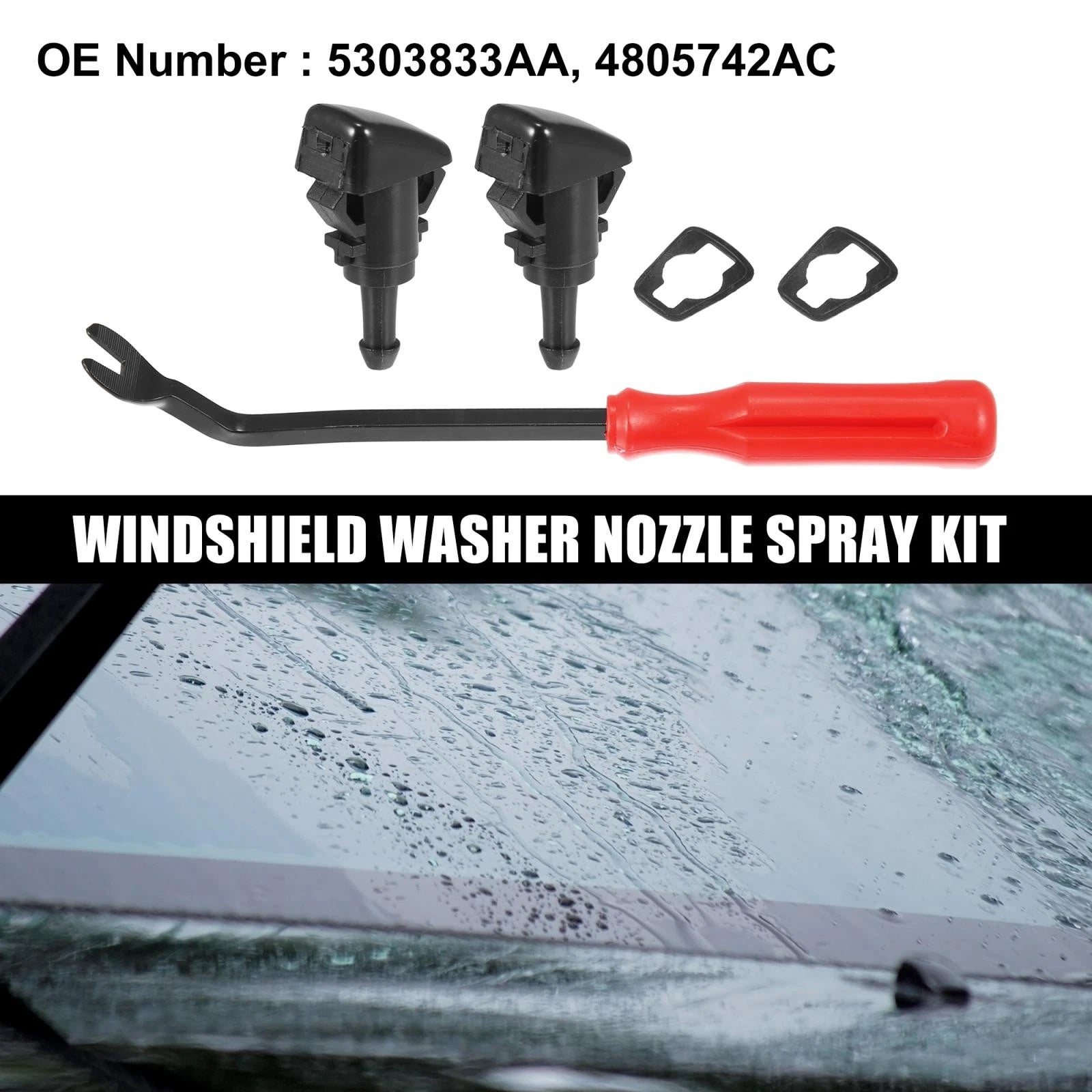 5pcs Front Windshield Washer Nozzle Kit 5303833AA for Dodge Ram (2009–2010)