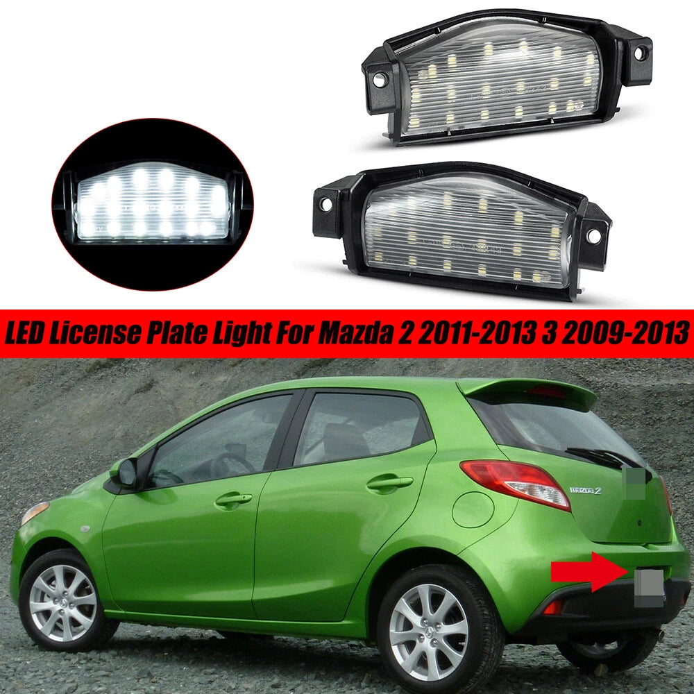 2X Cold White LED License Plate Light for Mazda 2 (2011–2013) 3 (2009–2013)