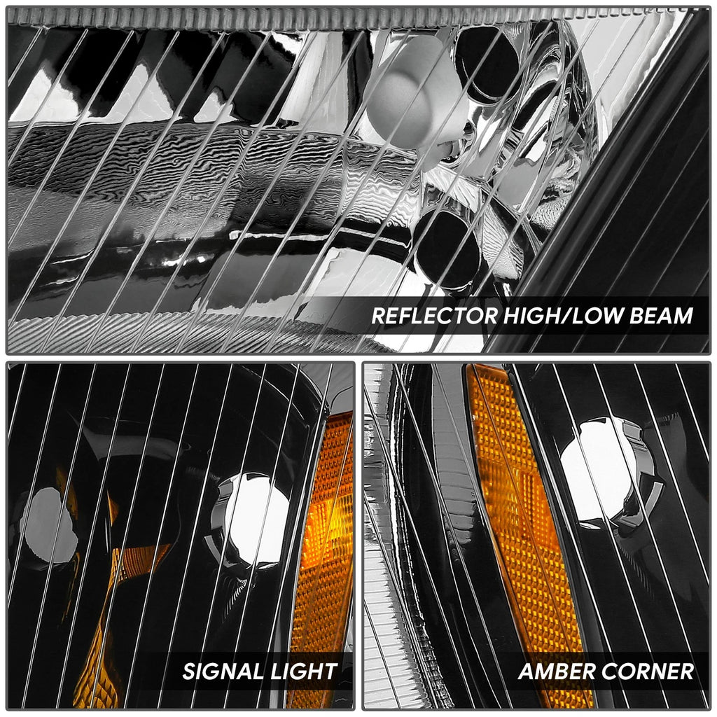 Headlight Assembly for Freightliner M2 106 112 (2003–2018) Black Housing Amber Lens