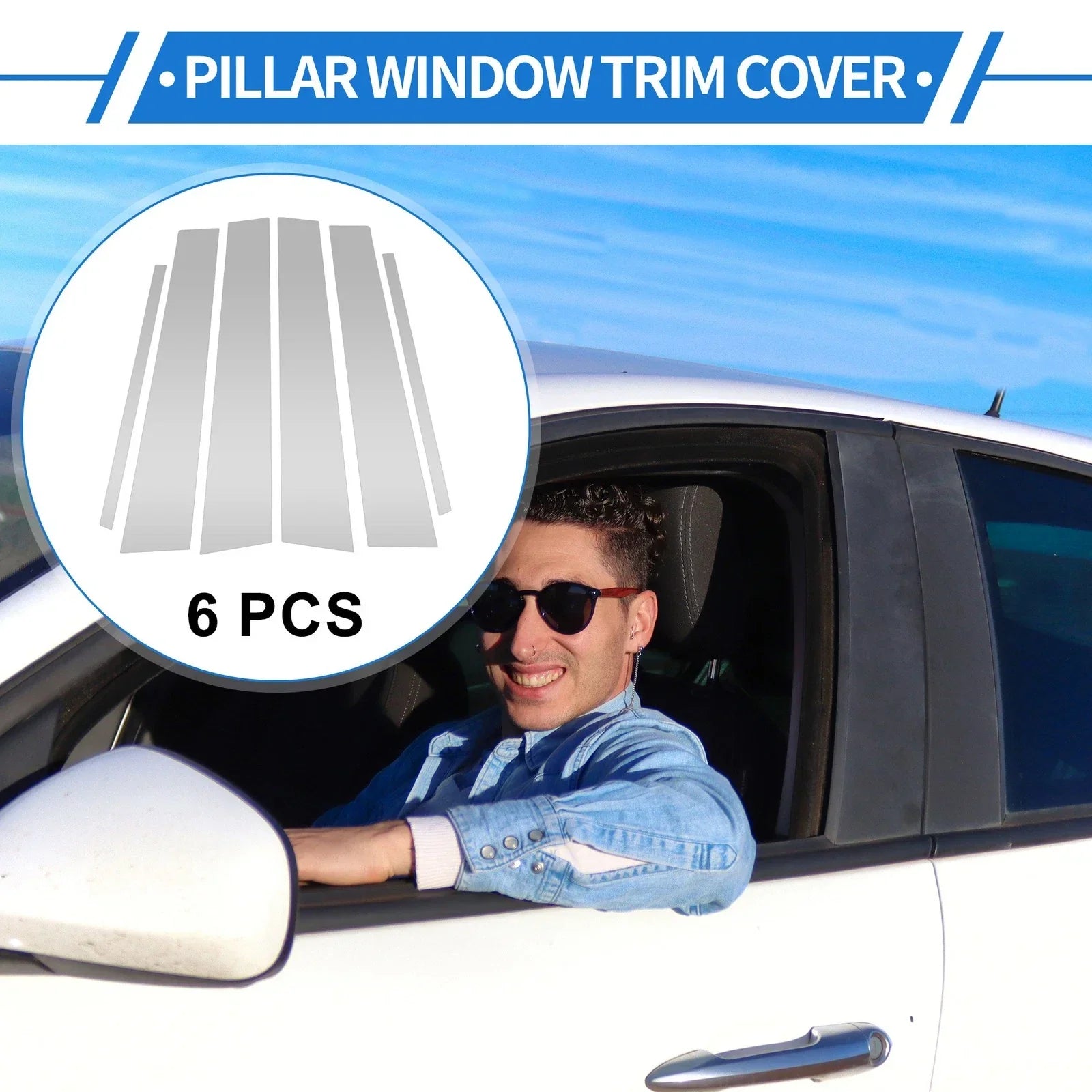 6 Pcs Door Pillar Window Trim for Hyundai Tucson IX35 (2016-2021) Silver Tone
