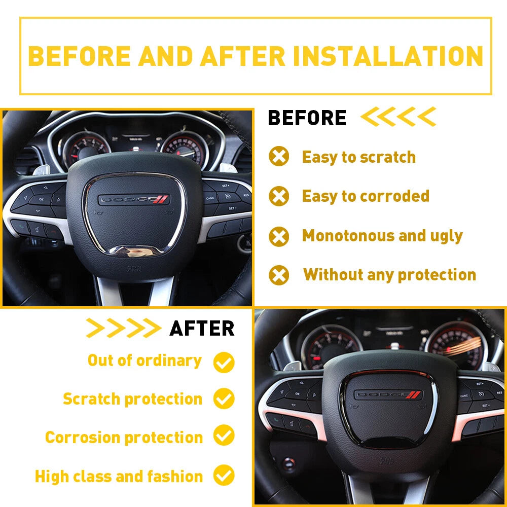 Steering Wheel Center Trim Ring for Charger Challenger (2015–2023) & Durango (2014–2023)