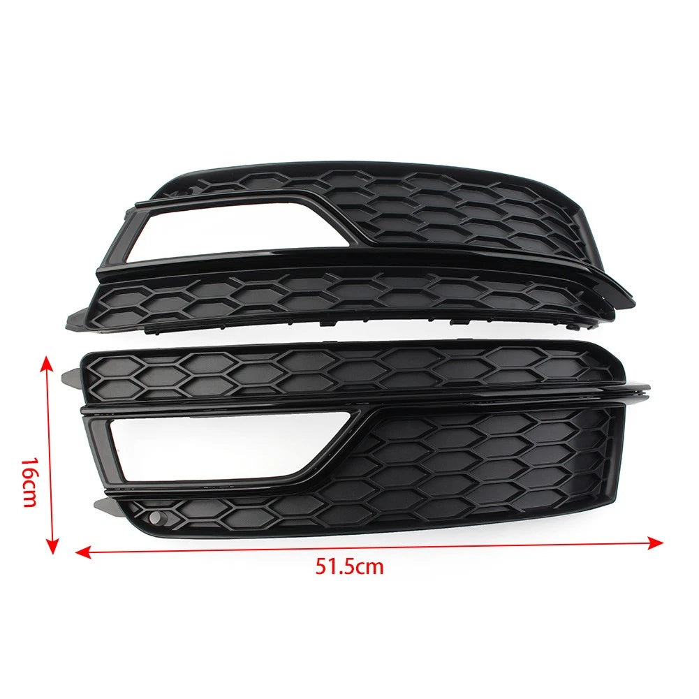 2X Front Bumper Honeycomb Fog Light Grille Cover for Audi A5 S5 (2013–2017)