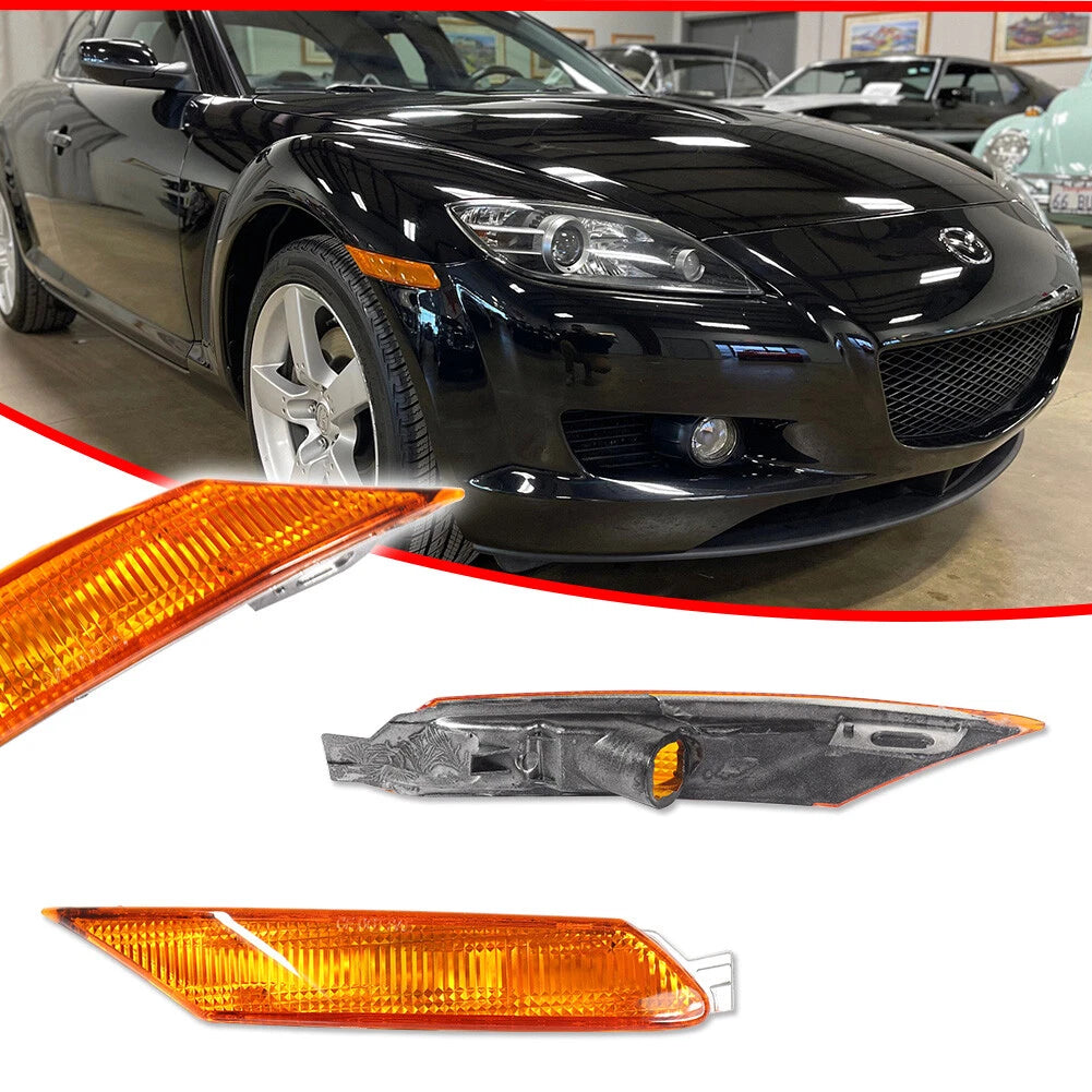 Amber Lens Front Bumper Side Marker Lights for Mazda RX-8 (2004–2008)