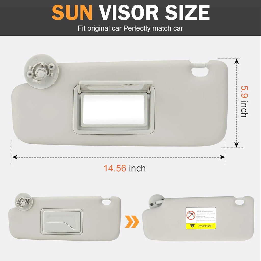LH Left Driver Side Sun Visor for Chevrolet Sonic Spark (2011–2022) Gray