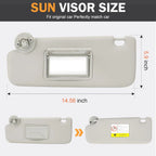 LH Left Driver Side Sun Visor for Chevrolet Sonic Spark (2011–2022) Gray
