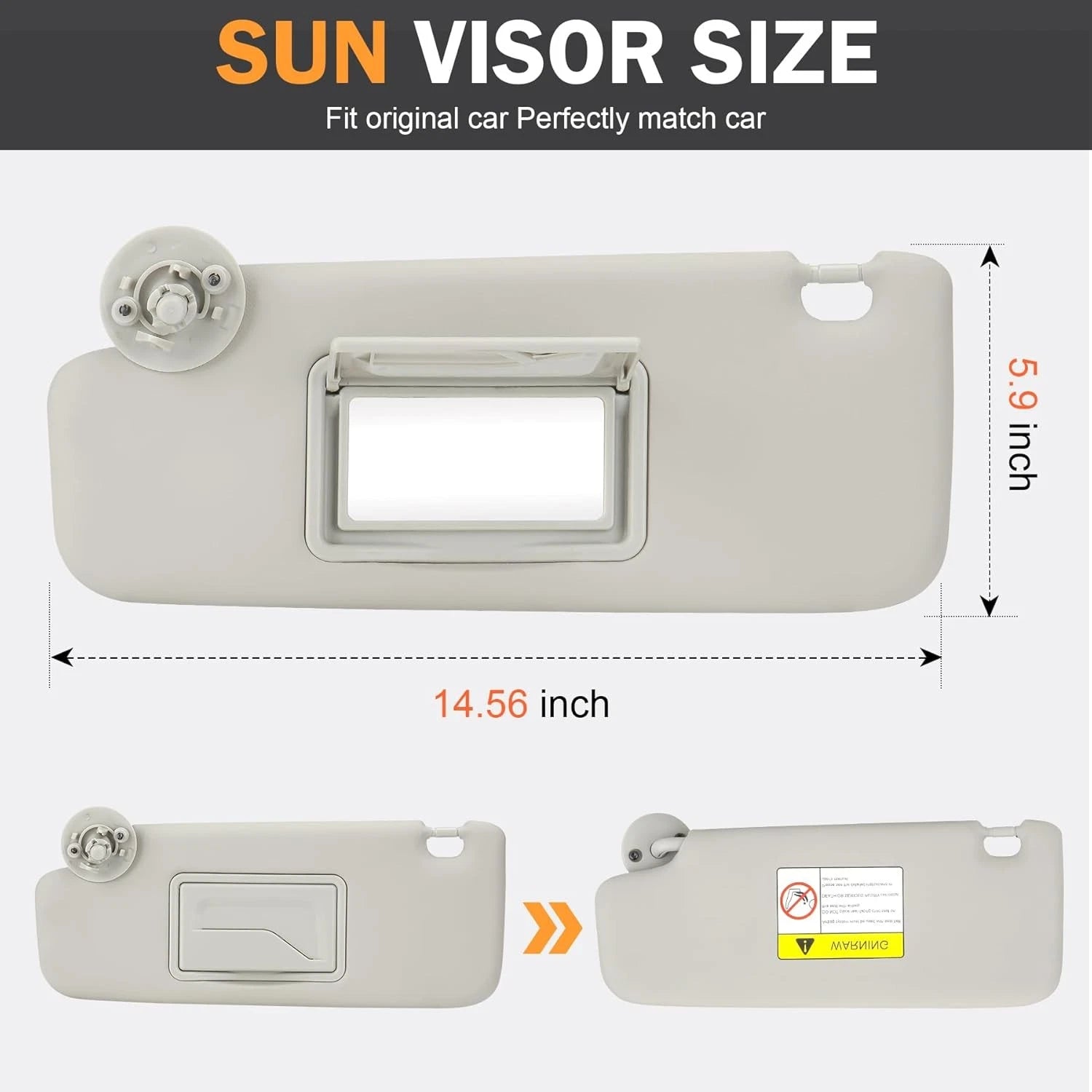 LH Left Driver Side Sun Visor for Chevrolet Sonic Spark (2011–2022) Gray