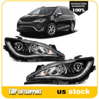 Pair Headlights for Chrysler Pacifica (2017–2020) Black Projector Quad Lamp