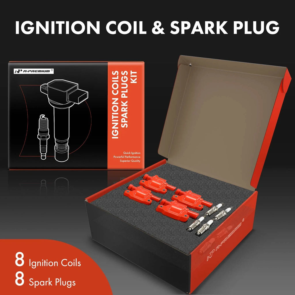 Set of 8 Ignition Coils & Iridium Spark Plugs for Chevy Silverado (2007–2023)