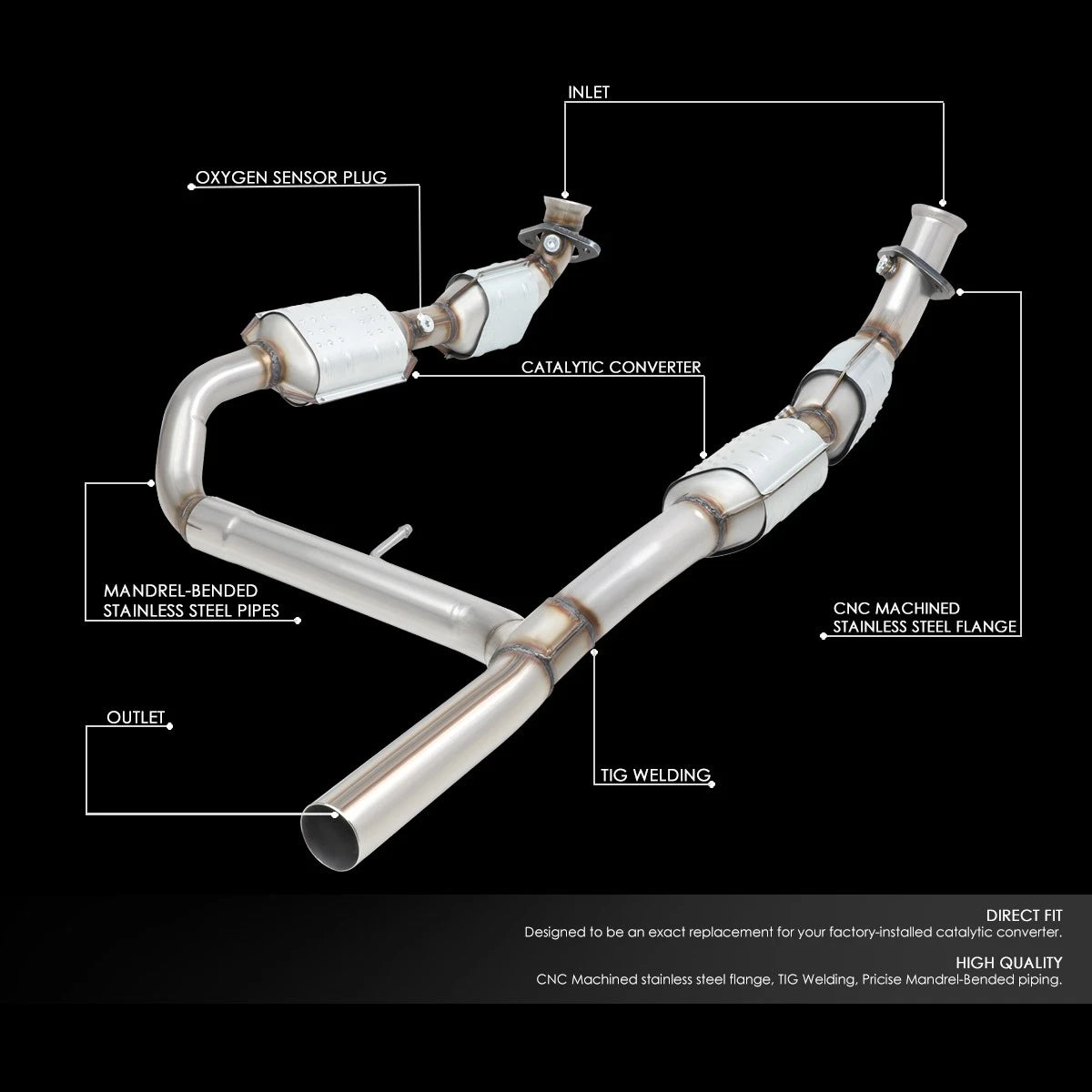 Catalytic Converter Pipe for Ford F150 Lincoln Mark LT 5.4L 4WD (2004–2006)
