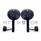 CNC Bar End Rearview Mirrors for Motorcycle (HTTMT) - Black
