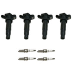 Set of 4 Ignition Coils & Spark Plugs for Kia Optima Hyundai Sonata (2011–2015)