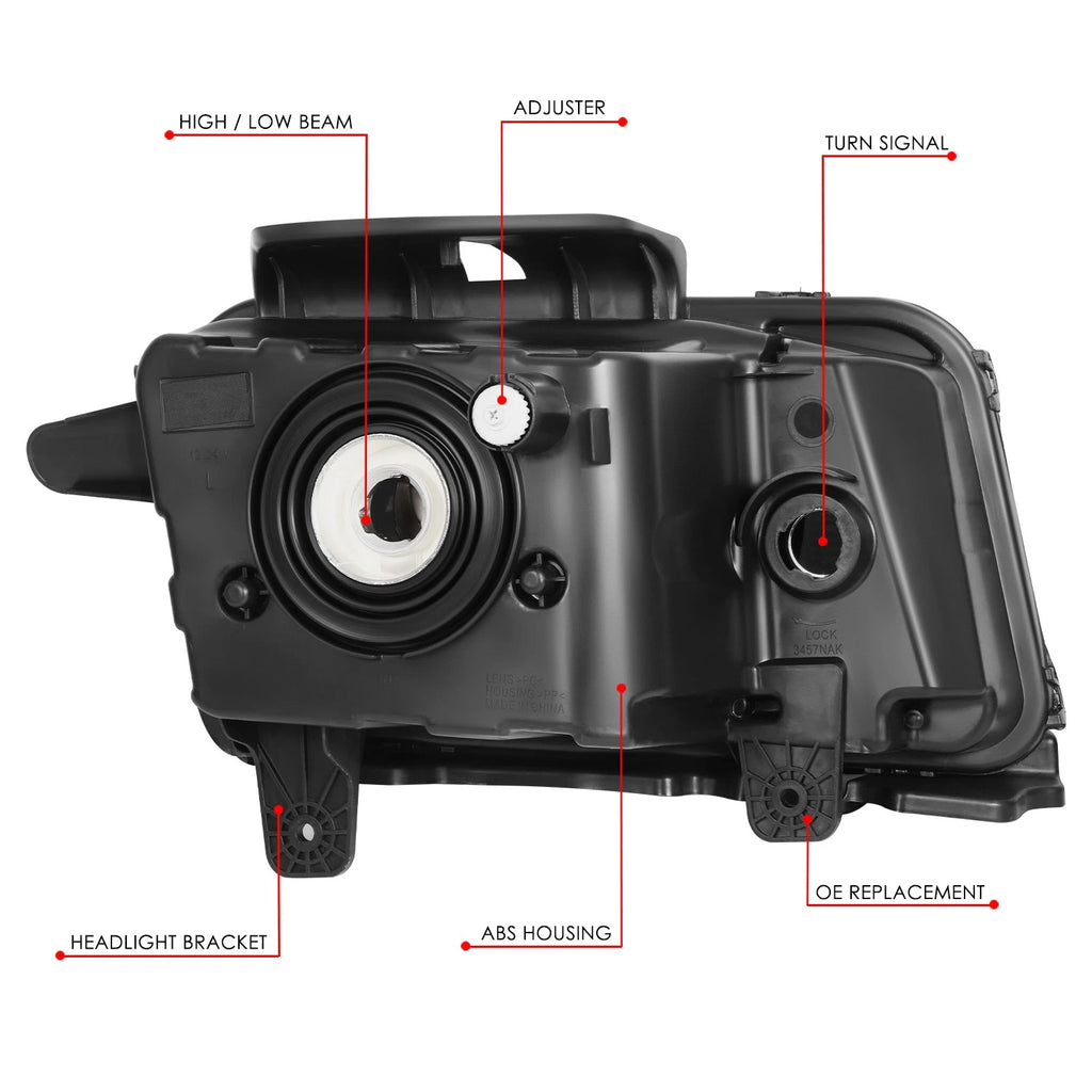 Driver Side Headlight Assembly for Chevy Camaro (2010–2013) OE Style Black Housing