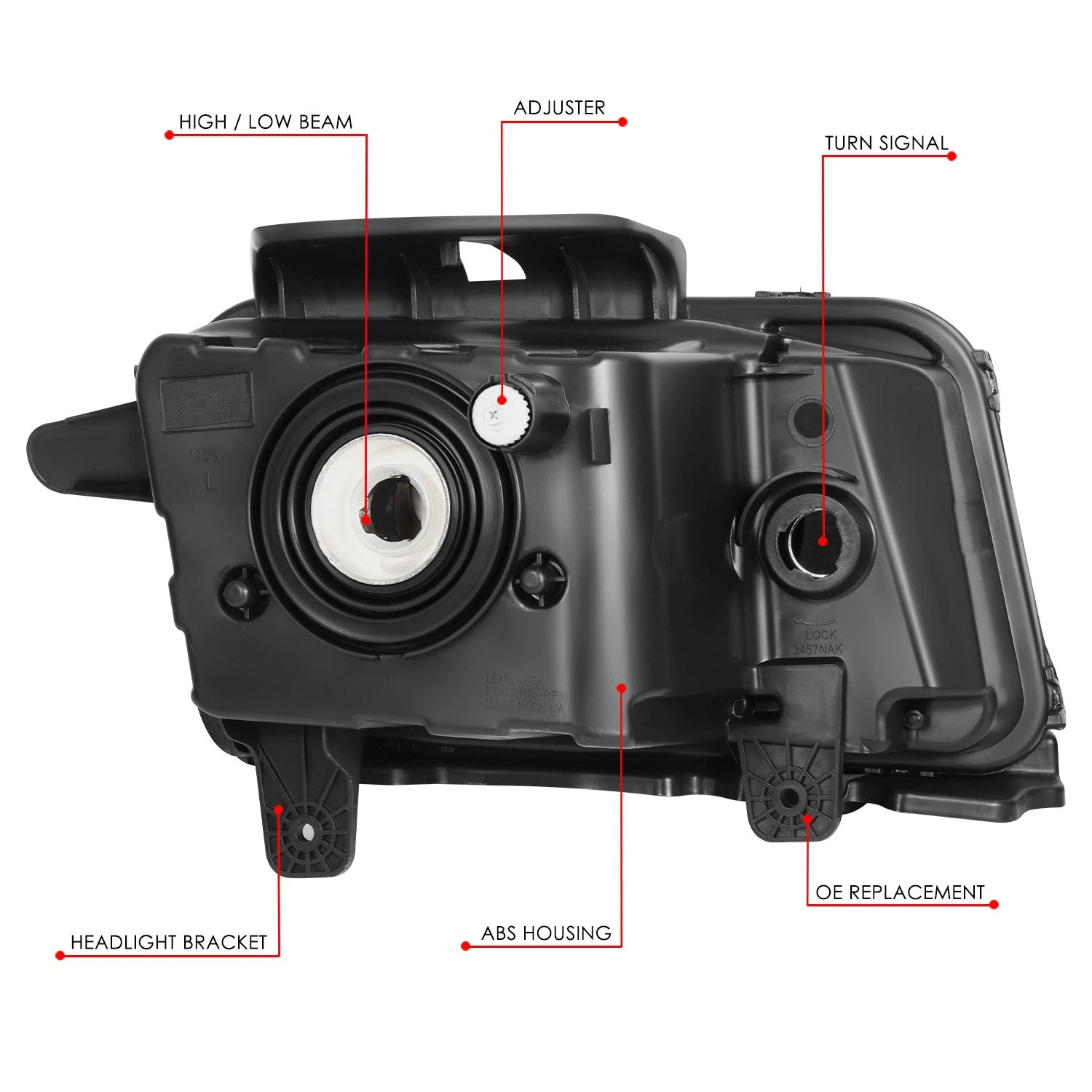 Driver Side Headlight Assembly for Chevy Camaro (2010–2013) OE Style Black Housing