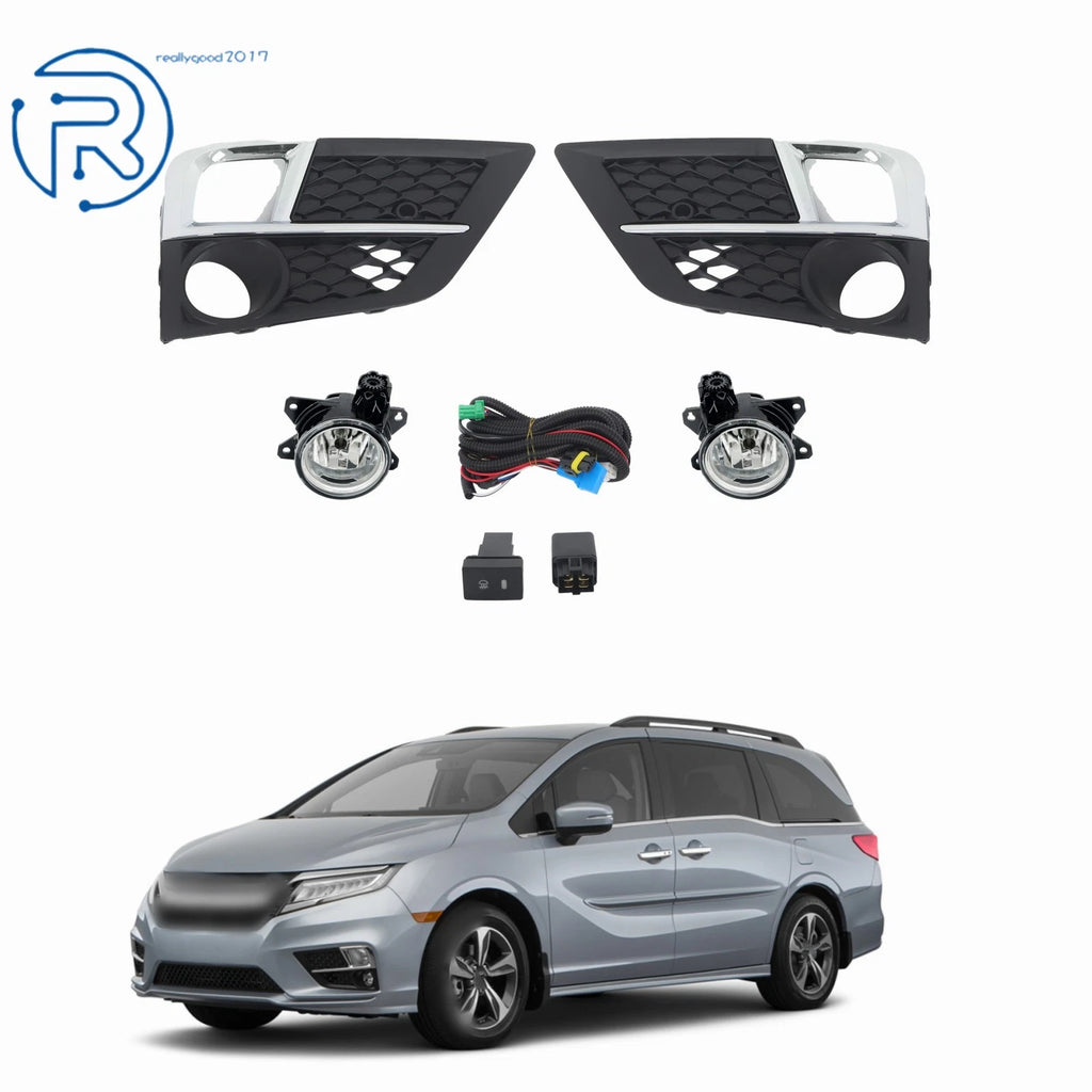 Pair of Halogen Fog Lights with Switch & Bezel for Honda Odyssey (2018–2020)