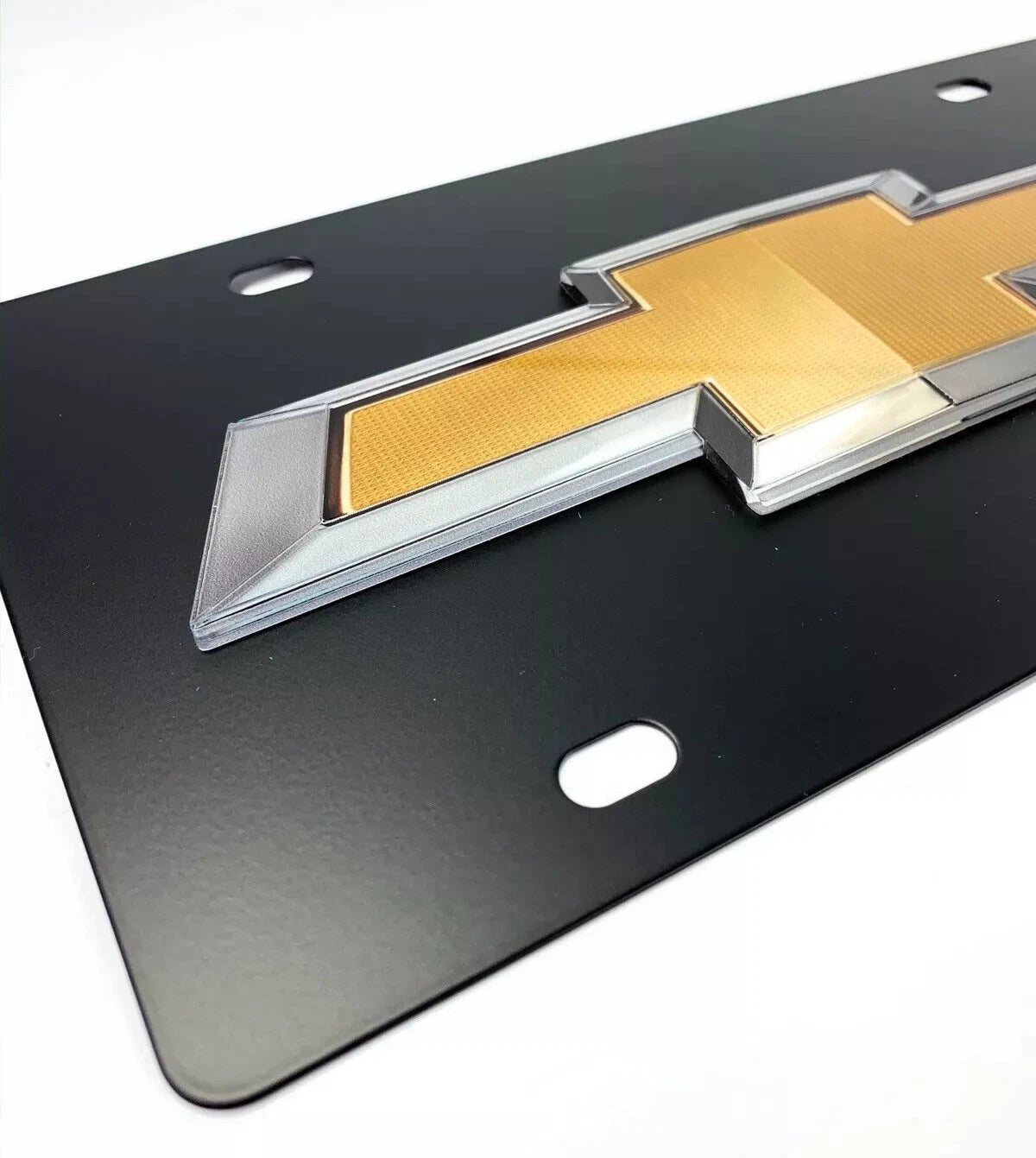 Black Chevy Bowtie Emblem License Plate 3D Gloss Logo for Silverado (2014–2020)