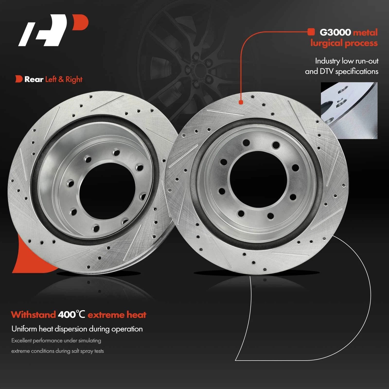 6x Rear Drilled Brake Rotors & Ceramic Pads for Nissan NV1500 (2012–2021)