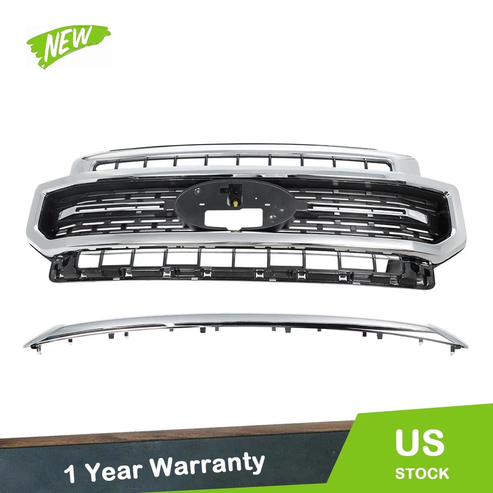 Front Upper Bumper Grille for Ford F-250 F-350 (2020–2022) Black Chrome