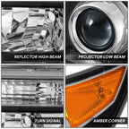 Driver Left Projector Headlight for Acura MDX (2007–2009) - Black Housing, Amber Corner
