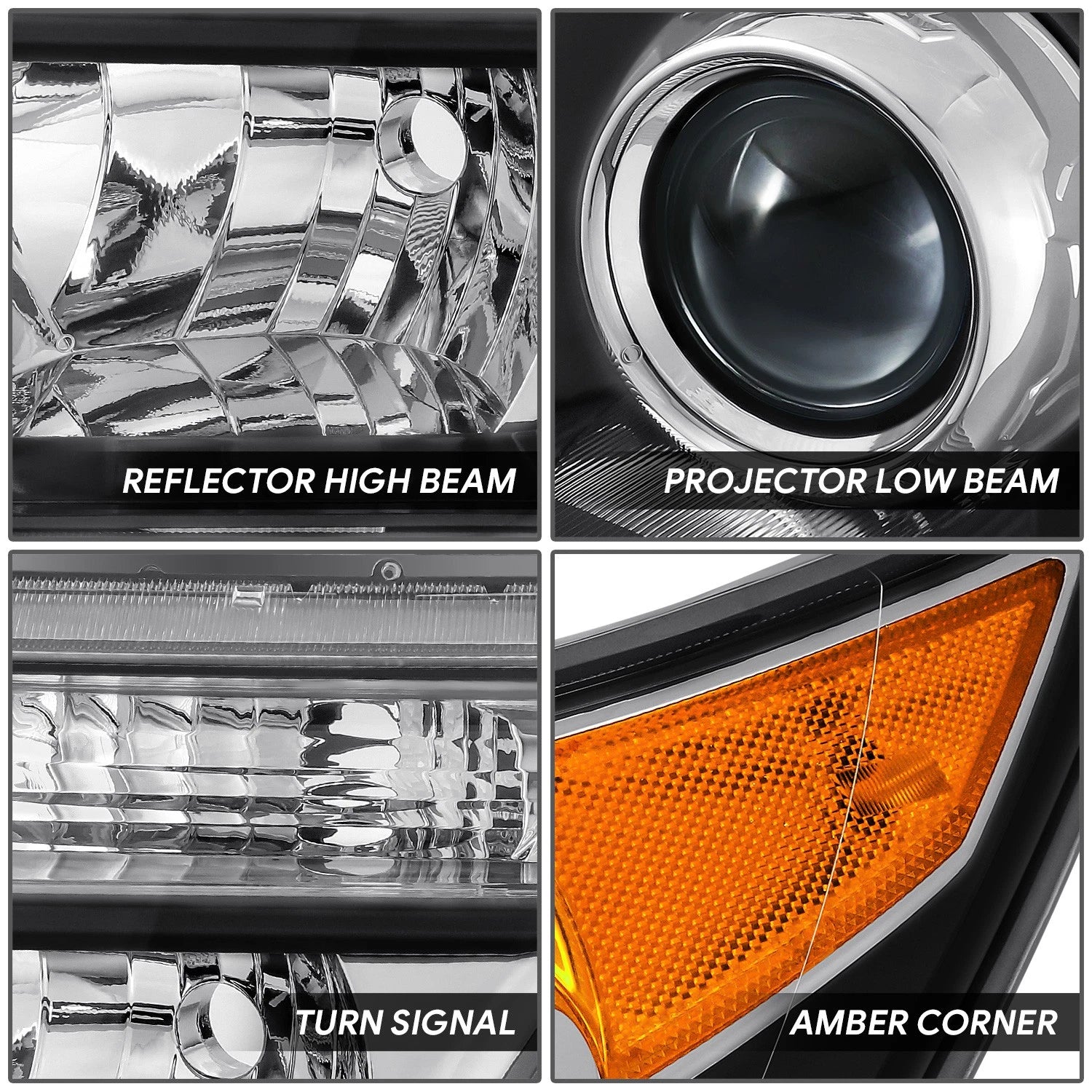 Driver Left Projector Headlight for Acura MDX (2007–2009) - Black Housing, Amber Corner