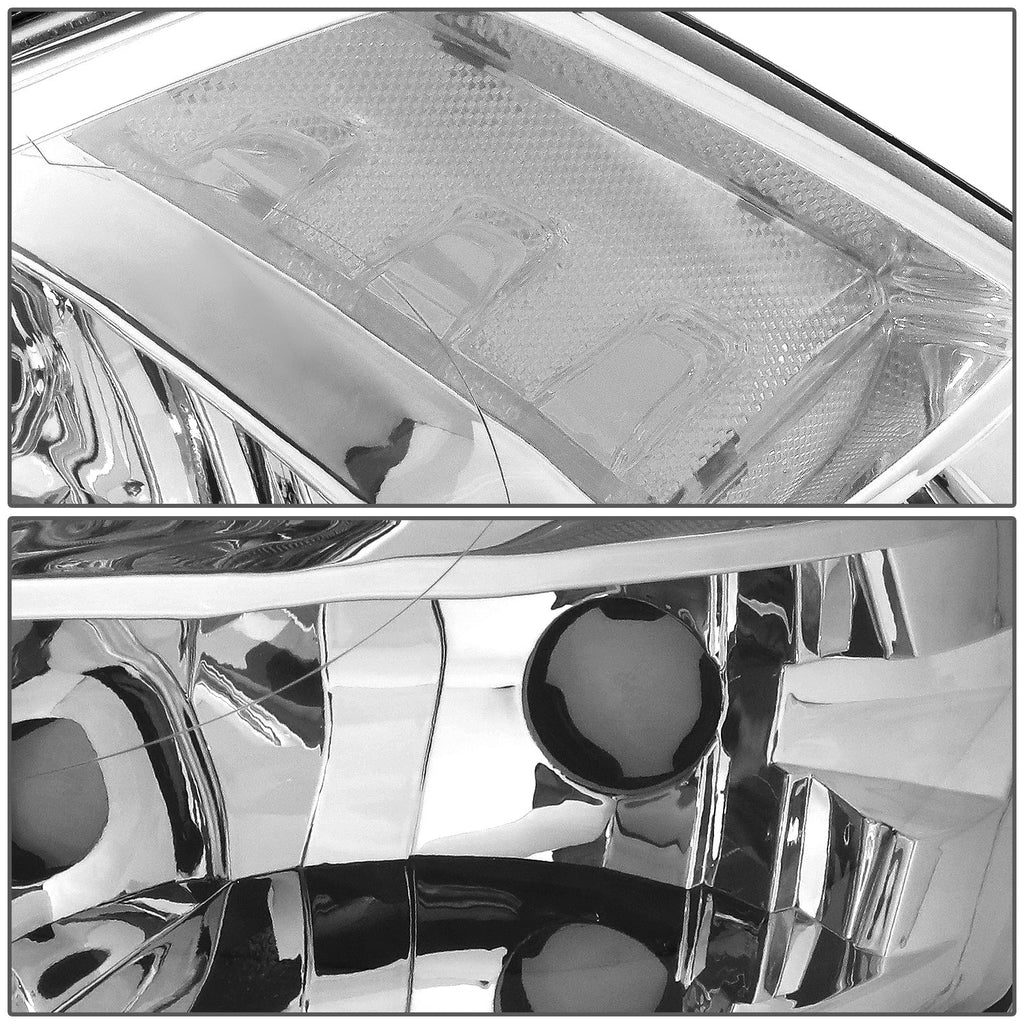 Set of 2 Chrome Housing Clear Side Quad Headlights for Dodge Ram Pickup (2009–2018)
