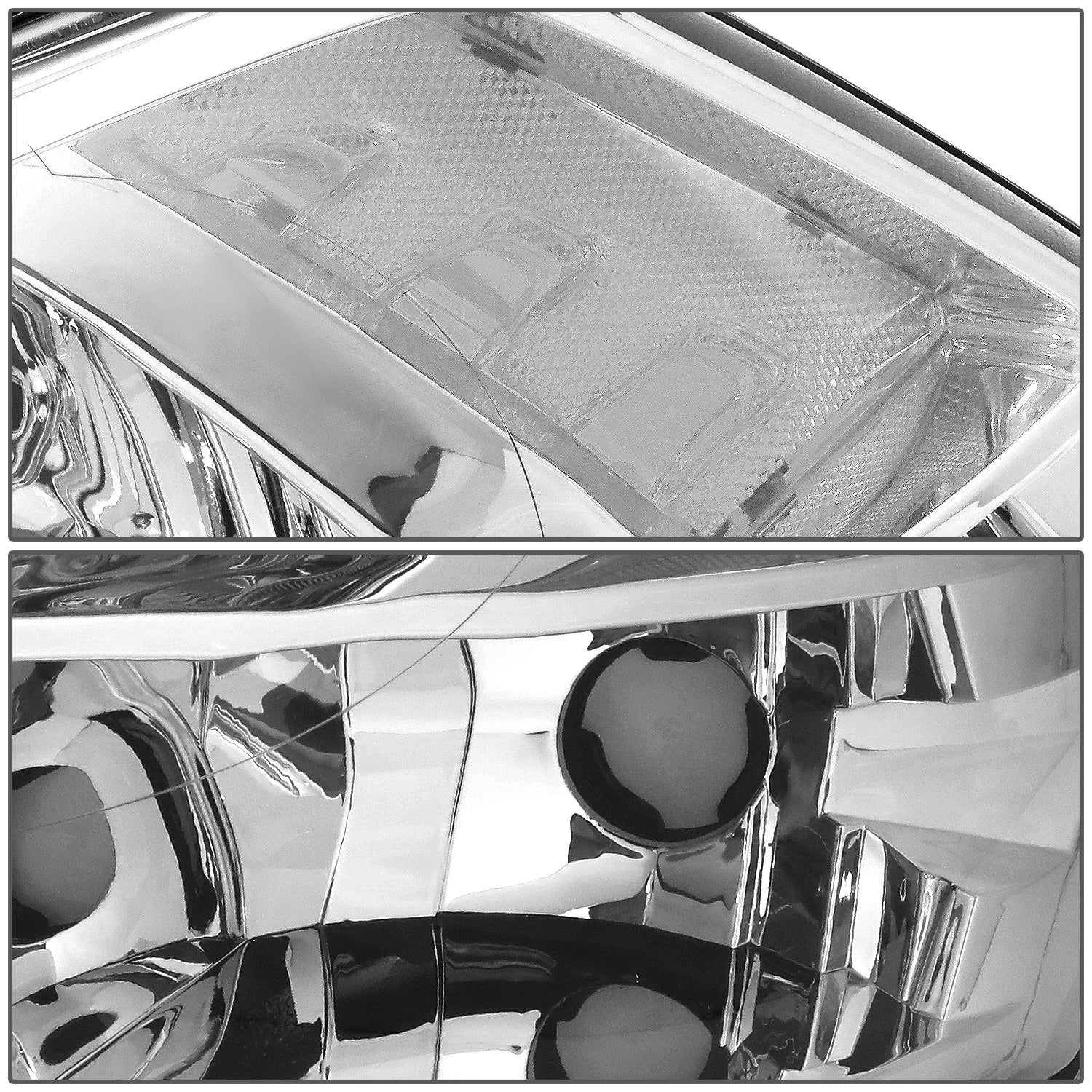 Set of 2 Chrome Housing Clear Side Quad Headlights for Dodge Ram Pickup (2009–2018)