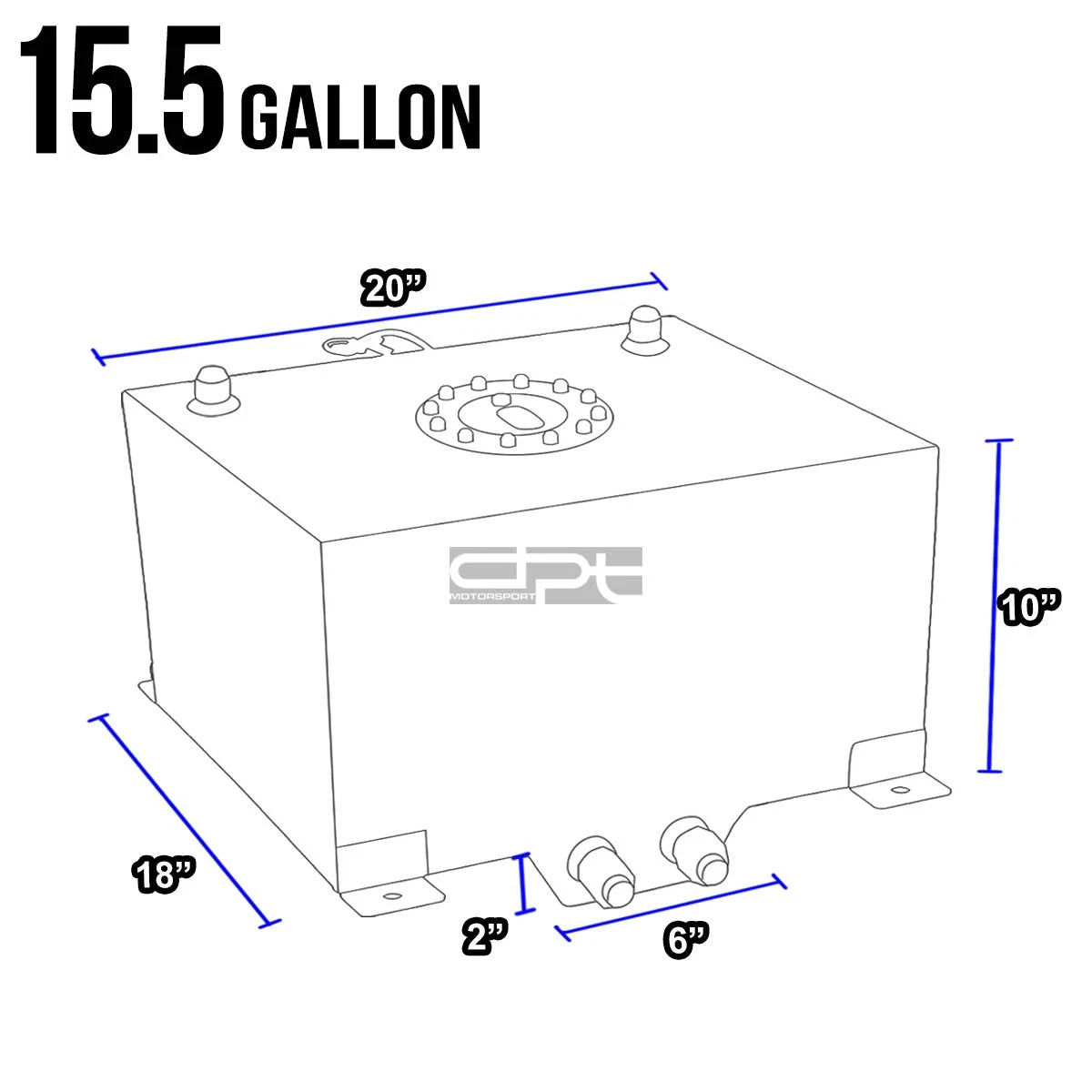 15.5 Gallon Lightweight Aluminum Racing Fuel Cell Tank for Universal