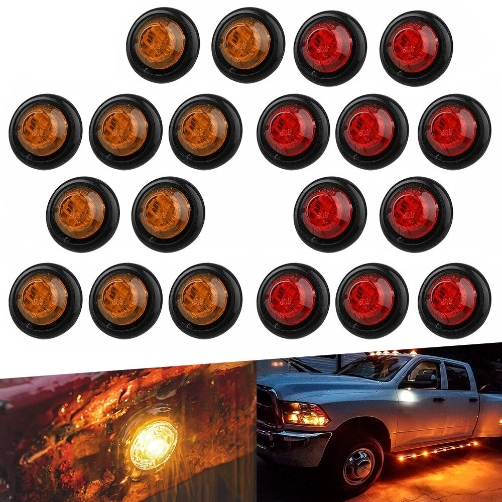 20x LED Round Marker Lights for Universal Vehicles (12V)