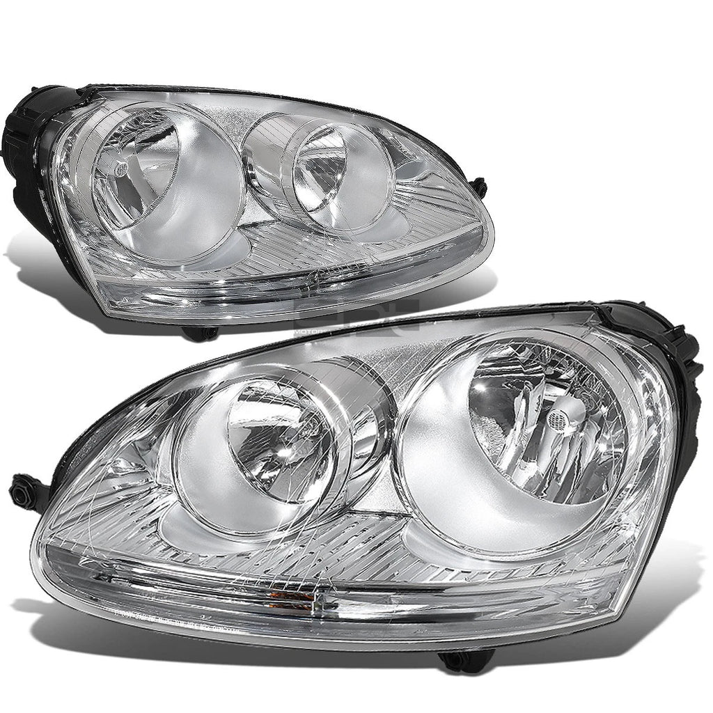Set of 2 Chrome Housing Clear Corner Headlights for VW Jetta Mk5 (2005–2010)