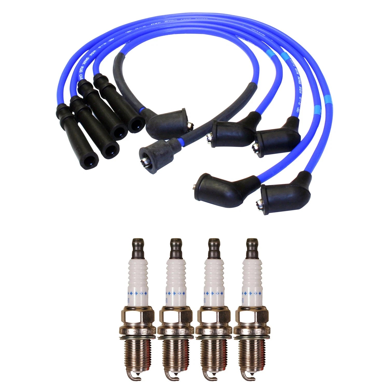 NGK Wire Set & Denso 4 Double Platinum Spark Plugs for Mazda 323 (1990–1991)