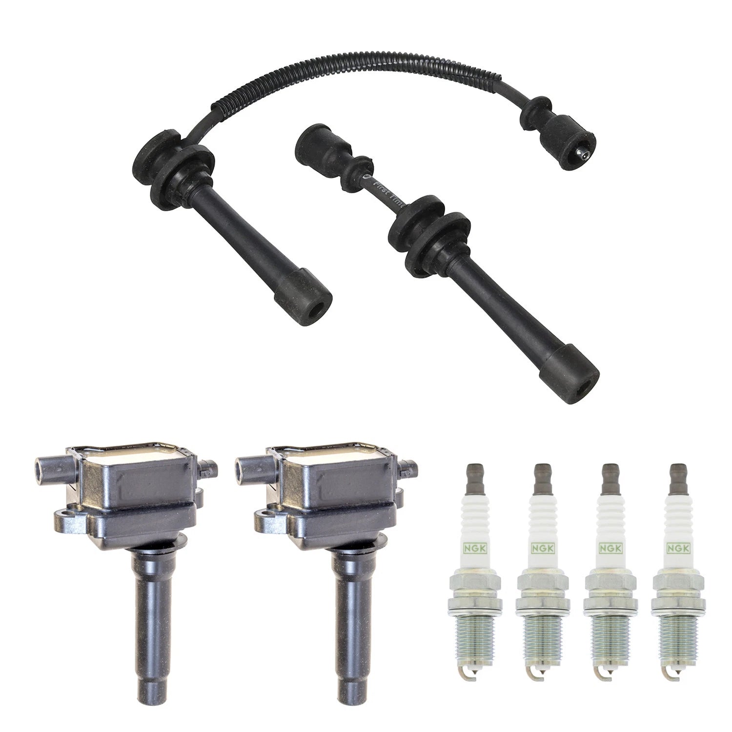 Set of 2 Ignition Coil Wires & 4 NGK Platinum Spark Plugs for Sportage