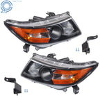 Set of 2 Halogen Headlights for Honda Odyssey (2011-2017) Amber Black