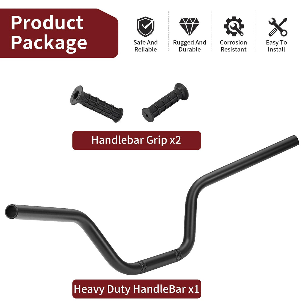 Heavy Duty Black Handlebar with Grips for Yamaha Raptor YFM700 YFM700R (2013–2024)