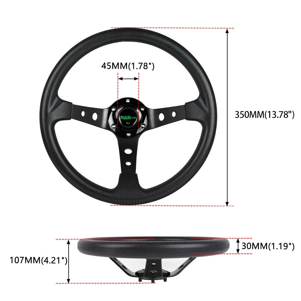 14" Black Aluminum Racing Steering Wheel for Universal Fit