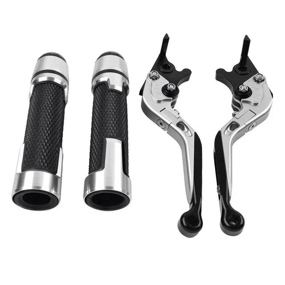 Silver Extendable Brake Clutch Levers Grips Set for Kawasaki ZX14R (2006-2023)