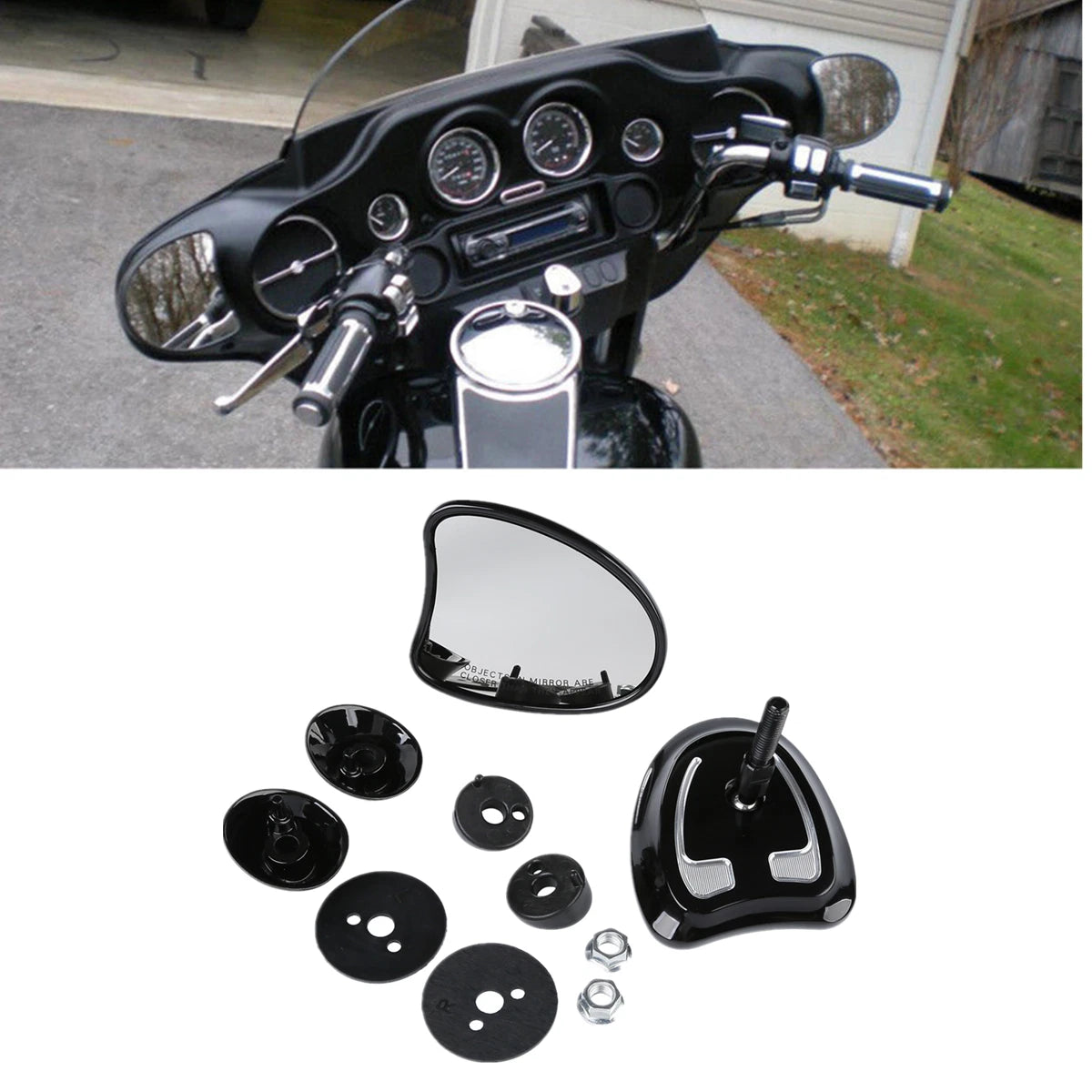 Tapered Fairing Mount Mirrors for Harley Electra Glide, Street Glide (2014–2024)