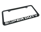 Matte Black License Plate Frame w Large Chrome 3D Ford Super Duty Logo (OEM)