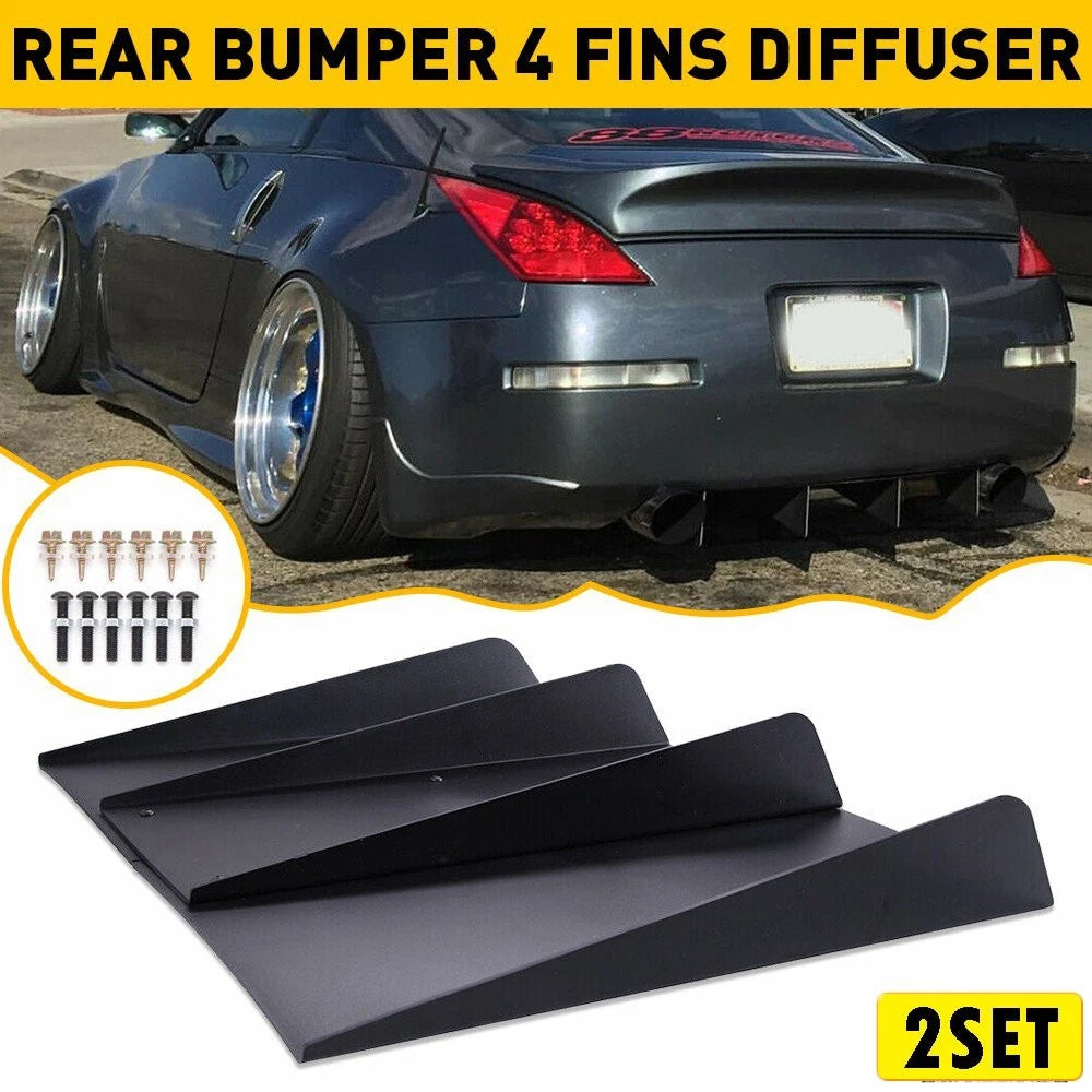 Set of 2 Rear Diffuser Splitter Kit for Car Trim (LED, Bumper Chin Spoiler)