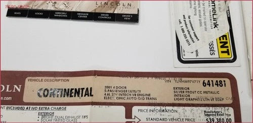 Owners Manual with Case for Lincoln Continental (2001)