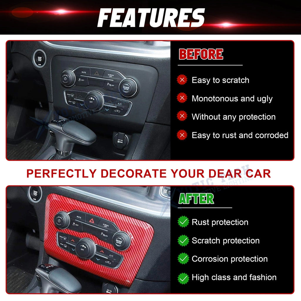 Carbon Fiber Look AC Switch Panel Cover for Dodge Charger (2015-2023)