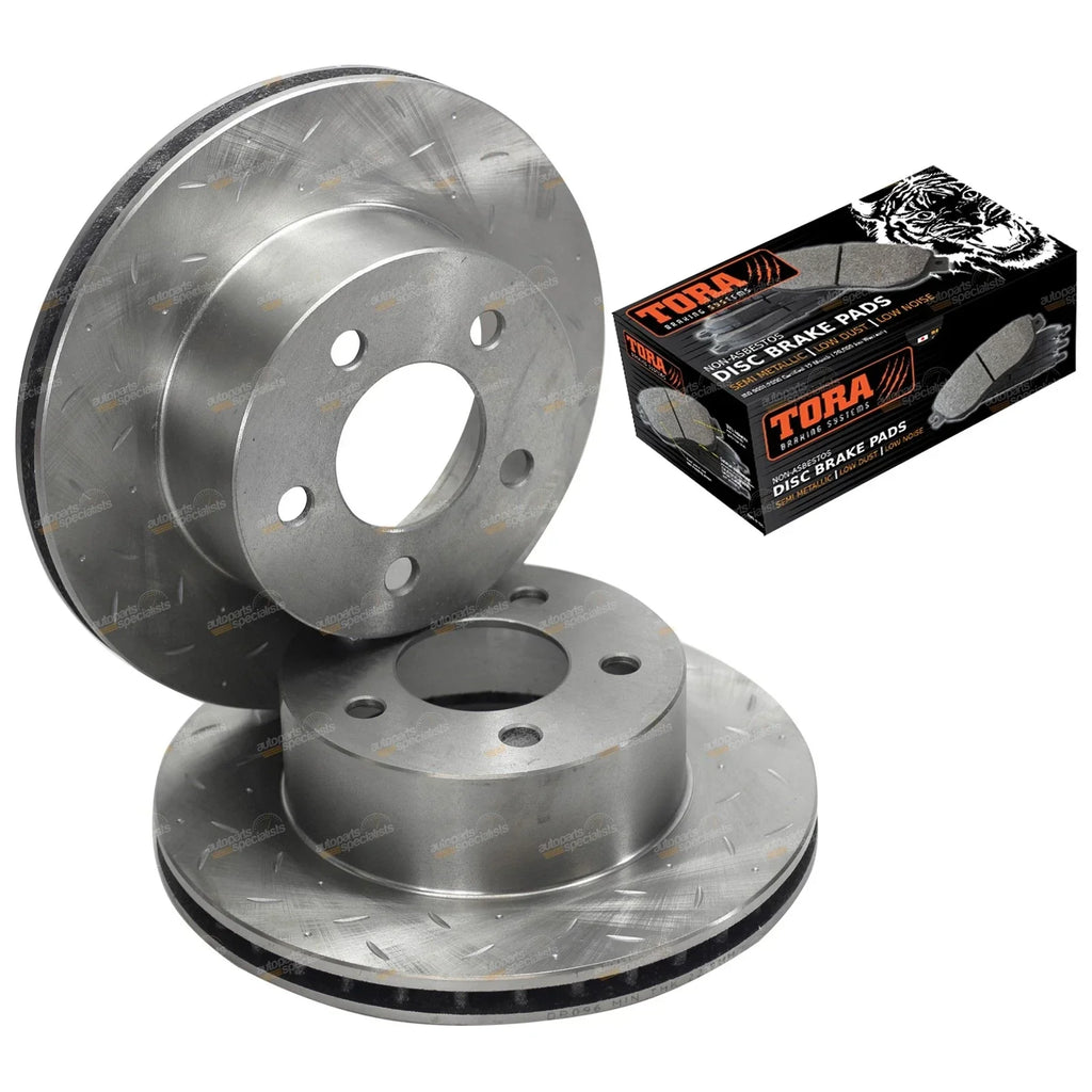 Front Drilled + Slotted Disc Rotor Brake Pads Set for Cherokee XJ (1994-1998)