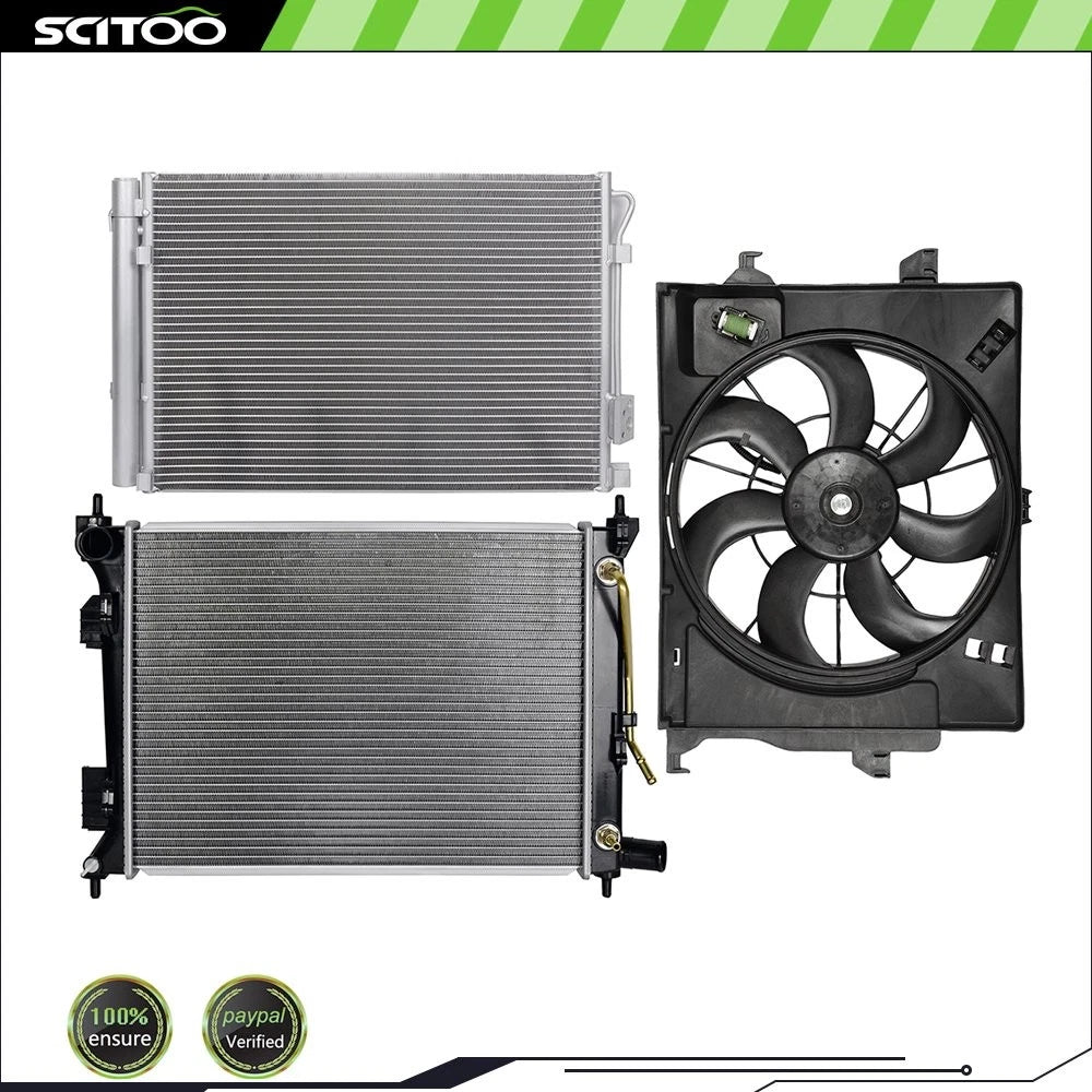 A/C Cooling Fan & Radiator & Condenser Kit for Hyundai Accent (2012–2013)