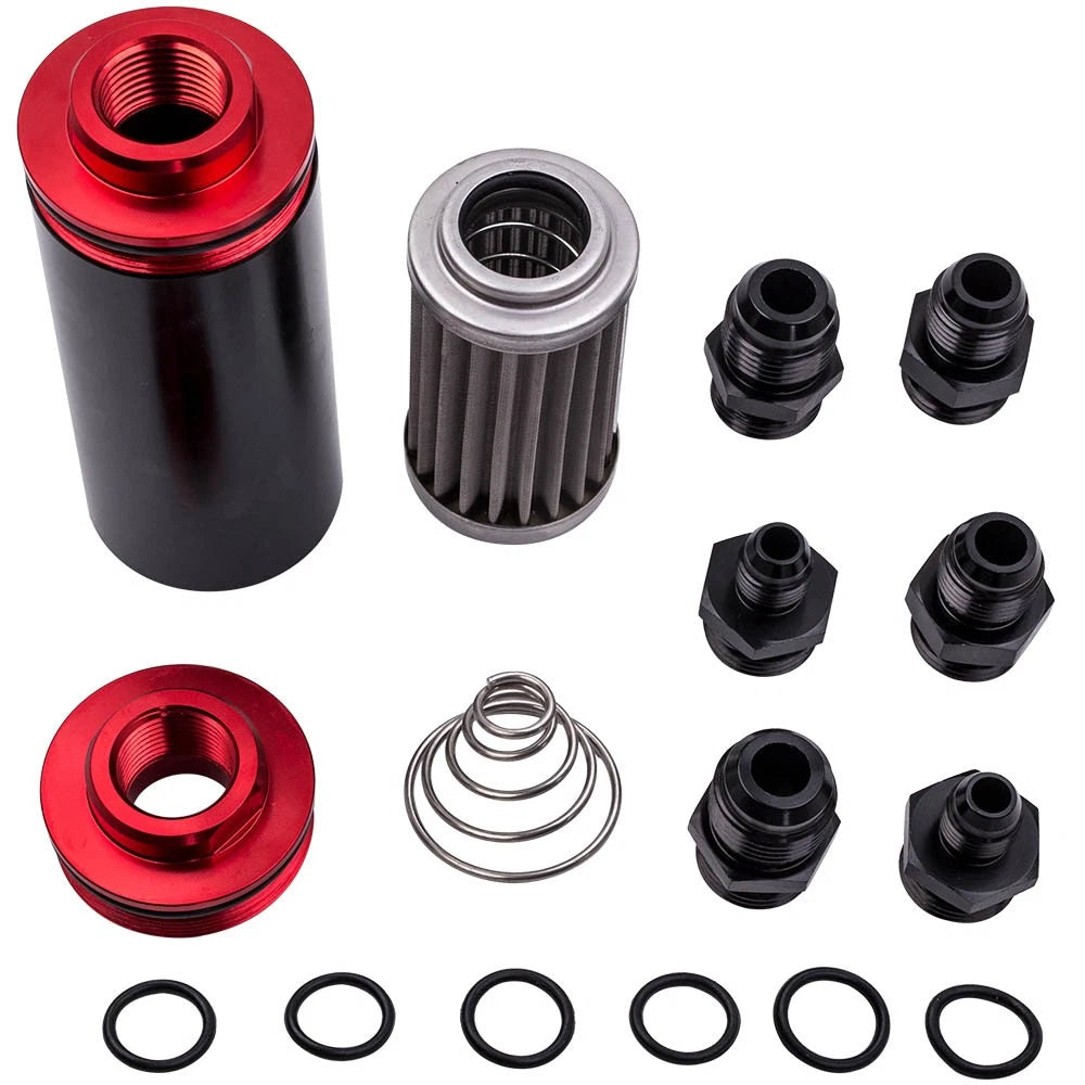 Inline Fuel Filter Kit Set of 4 AN6 AN8 AN10 100 Micron Universal