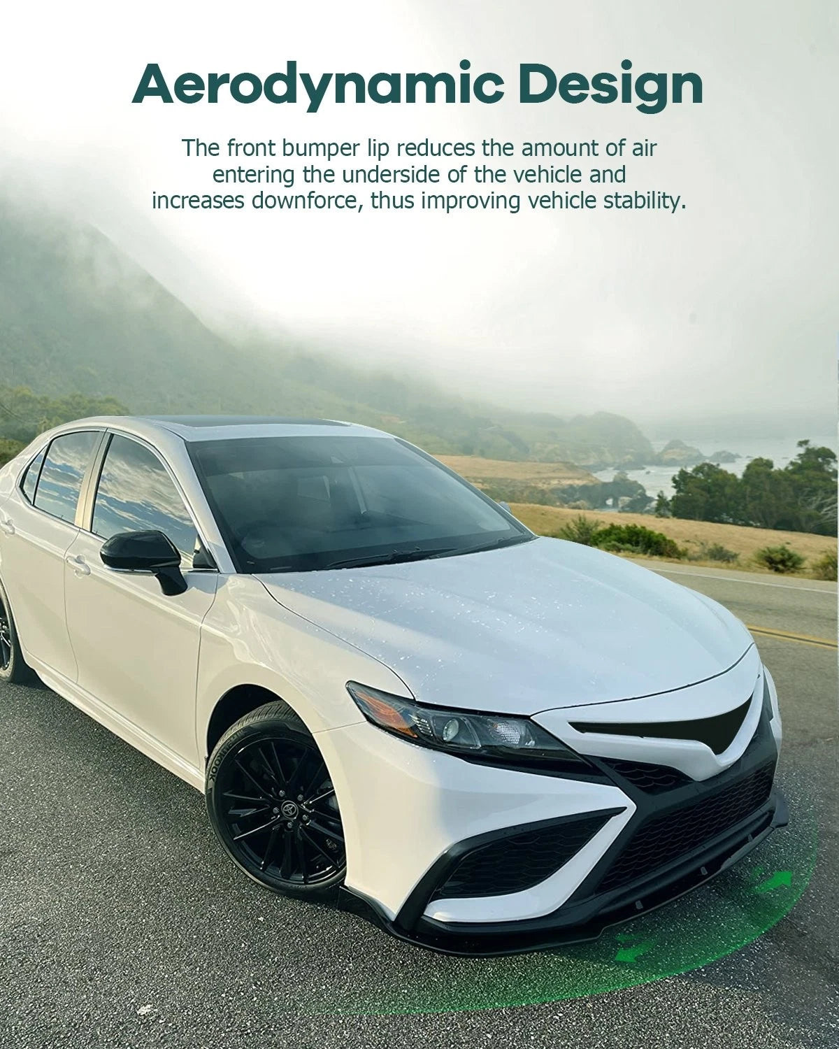 Front Bumper Lip Cover Trim for Toyota Camry L LE XLE (2018–2019) Glossy Black