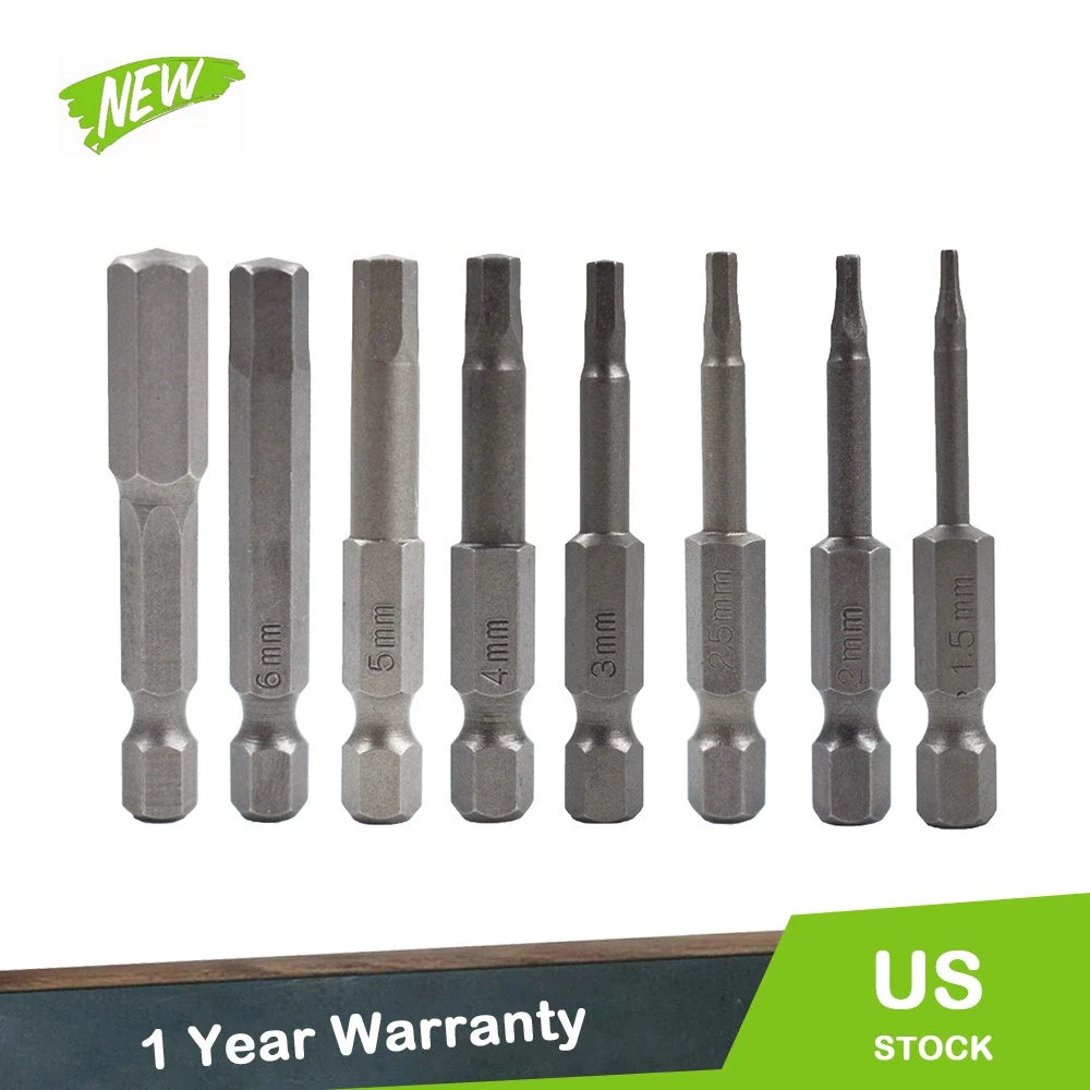 8 Piece Hex Head Allen Bit Set for Impact Driver Drill